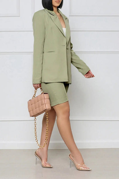 Long Sleeve Blazer and Shorts Set - Couture Envy