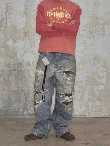 Men's Full Size Distressed Baggy Boyfriend Jeans Plus Size - Couture Envy