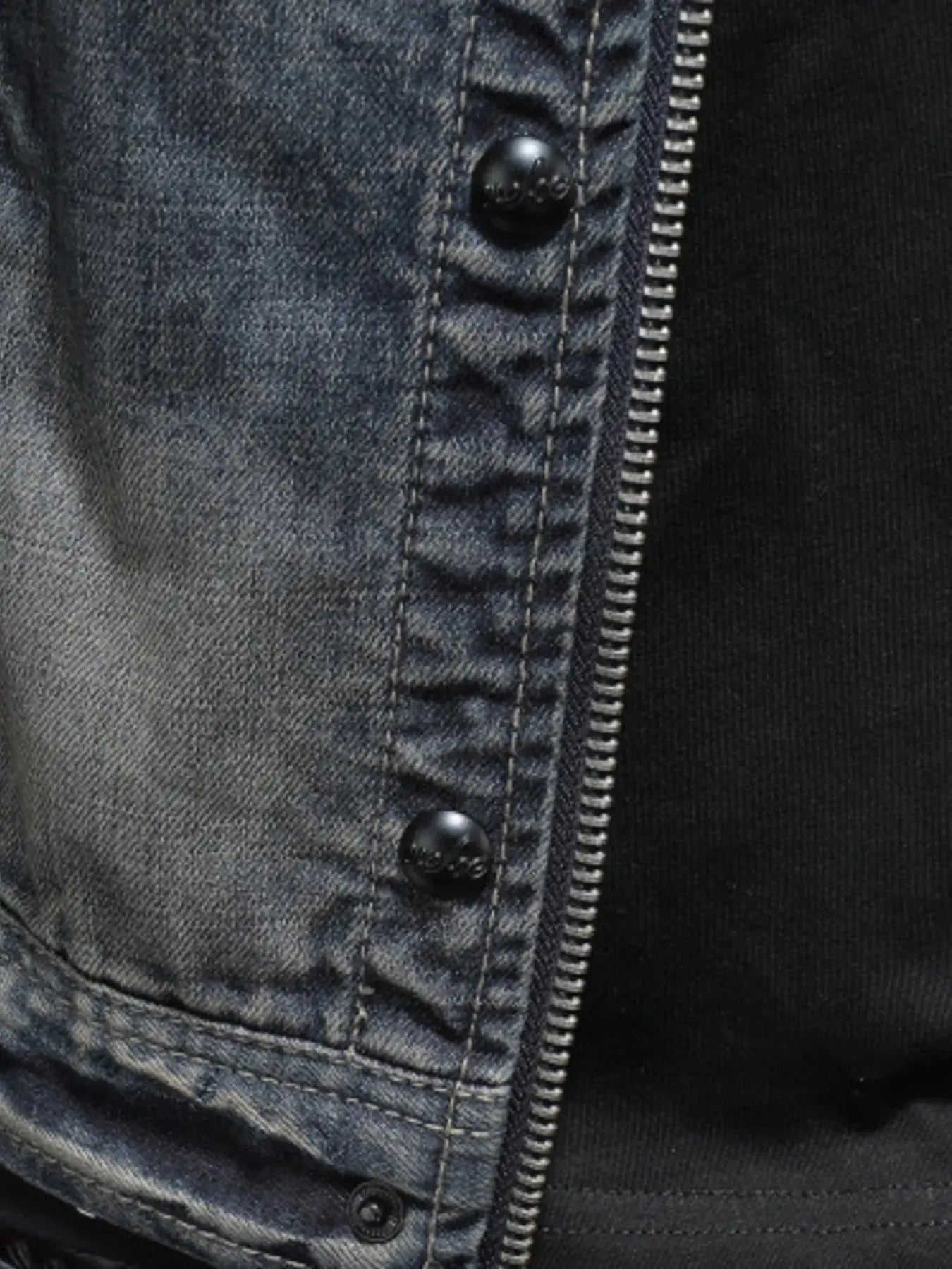 Men's Plus Size Washed Zip Up Denim Jacket with Chest Pockets - Couture Envy