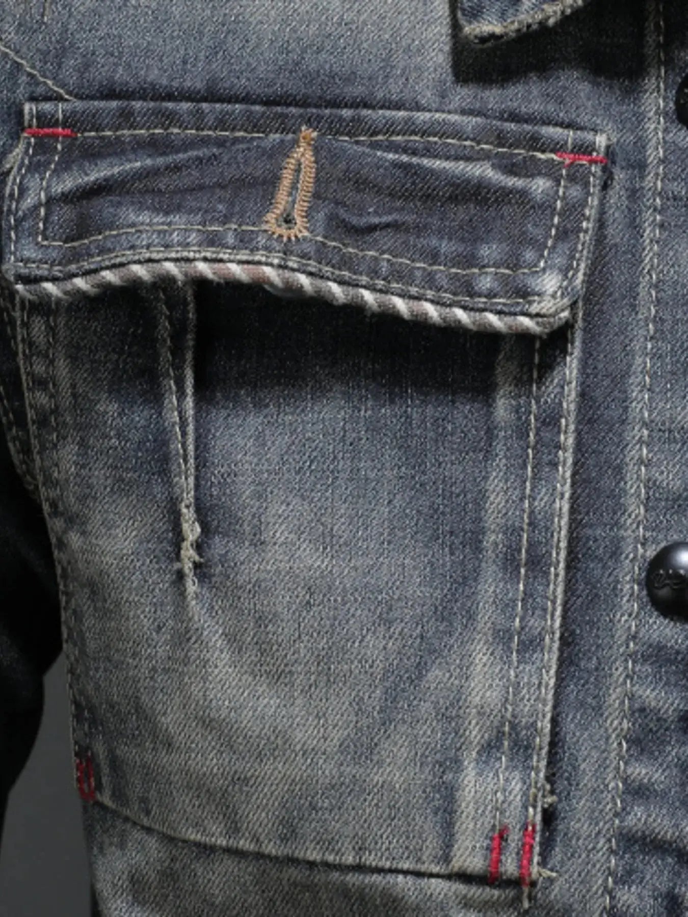 Men's Plus Size Washed Zip Up Denim Jacket with Chest Pockets - Couture Envy