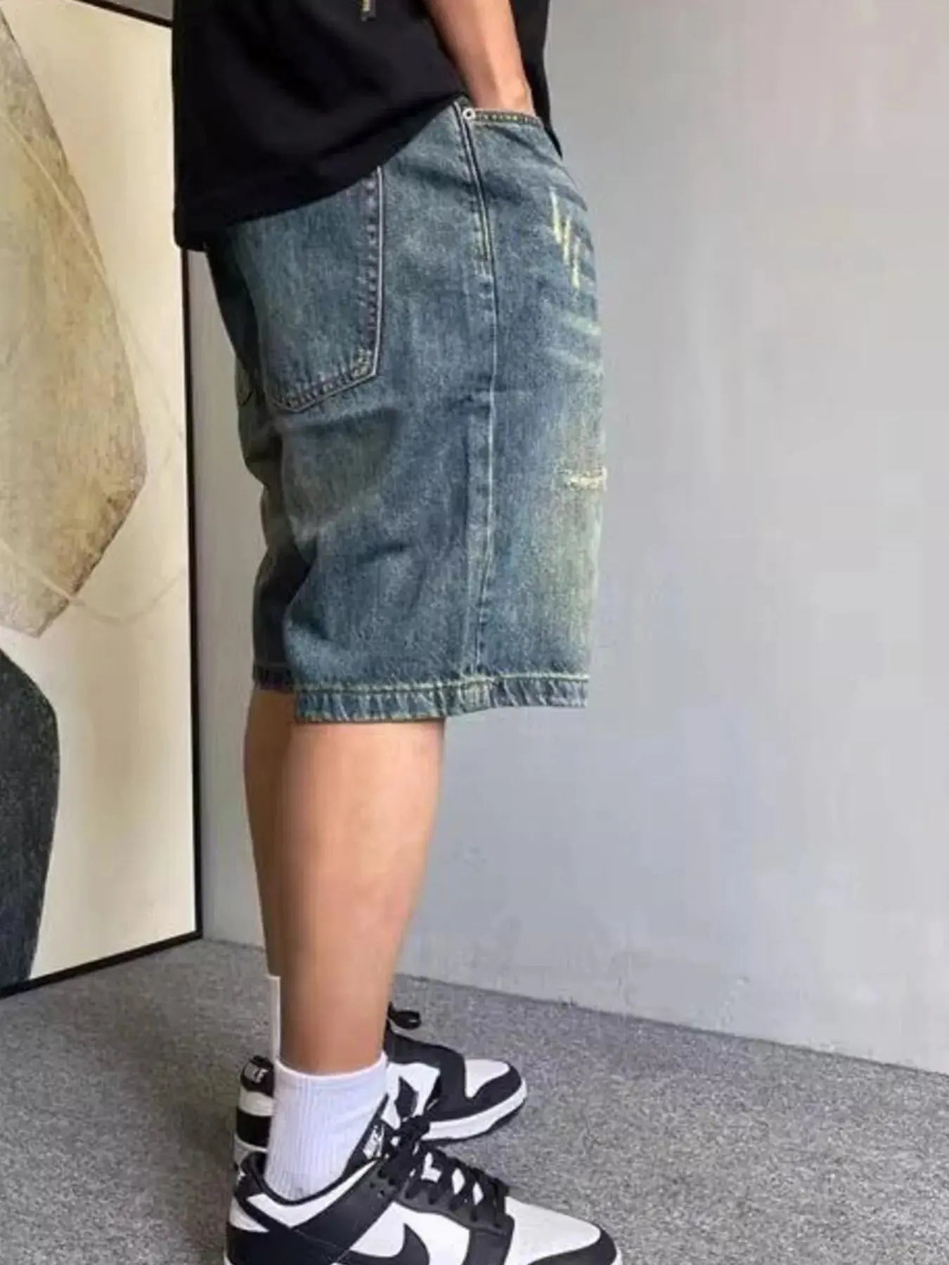 Men's Vintage Washed Distressed Denim Shorts - Couture Envy
