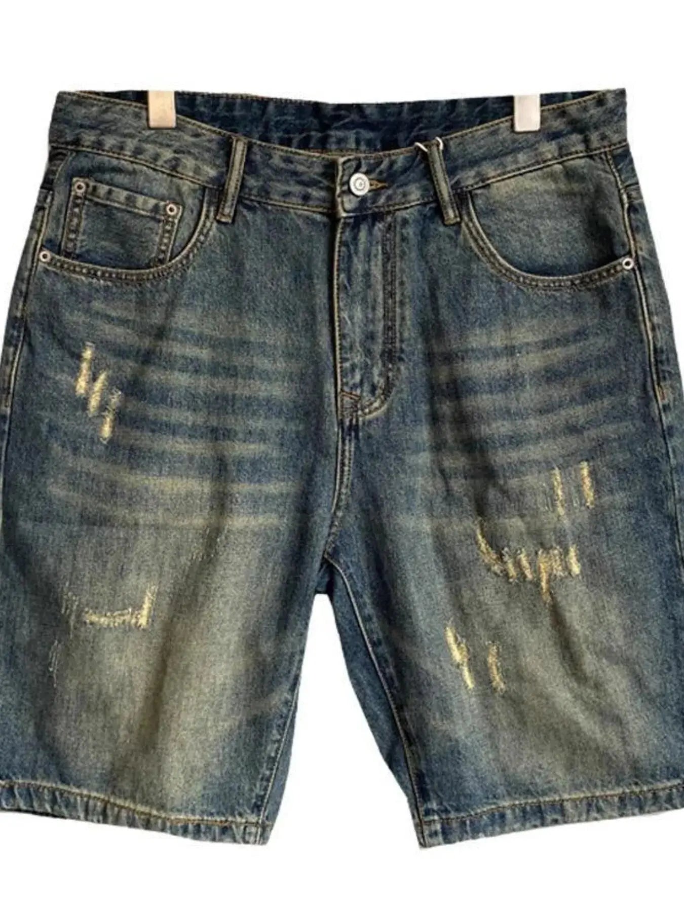 Men's Vintage Washed Distressed Denim Shorts - Couture Envy