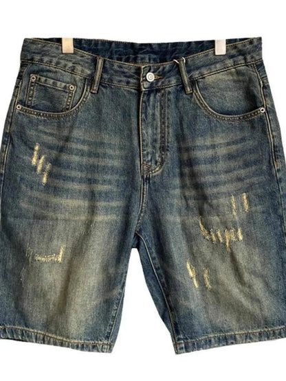 Men's Vintage Washed Distressed Denim Shorts - Couture Envy