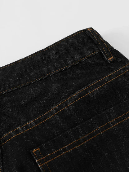 Men's Wide Leg Denim Shorts with Embroidered Pocket Detail - Couture Envy