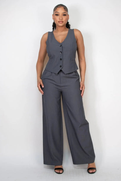Pleated Double Waistband Pants - Couture Envy