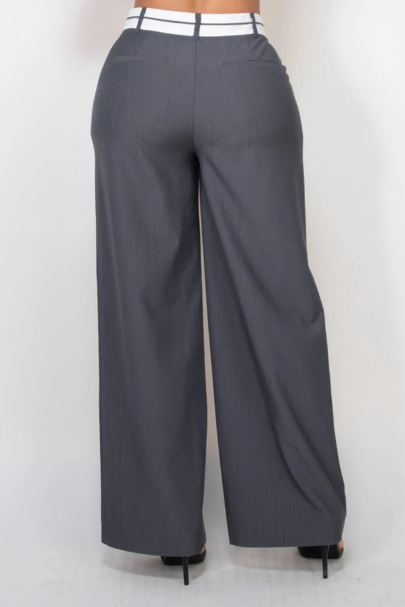 Pleated Double Waistband Pants - Couture Envy