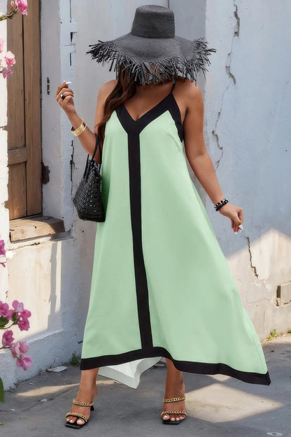 Plus Colorblock Spaghetti Strap A Line Dress - Couture Envy