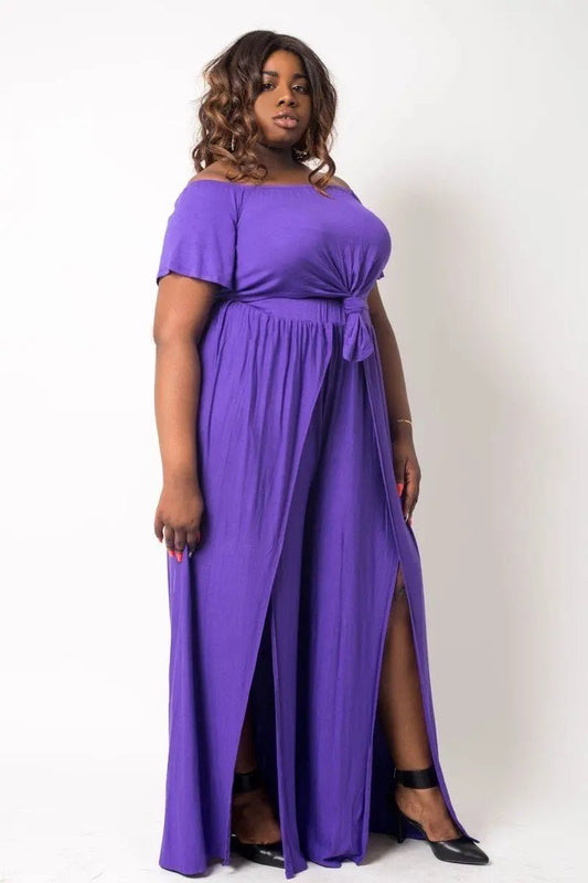 Plus Size Crop Top Pant Set - Couture Envy