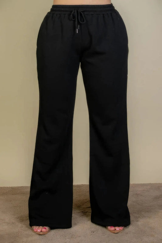 Plus Size Drawstring Waist Slant Pocket Sweatpants - Couture Envy