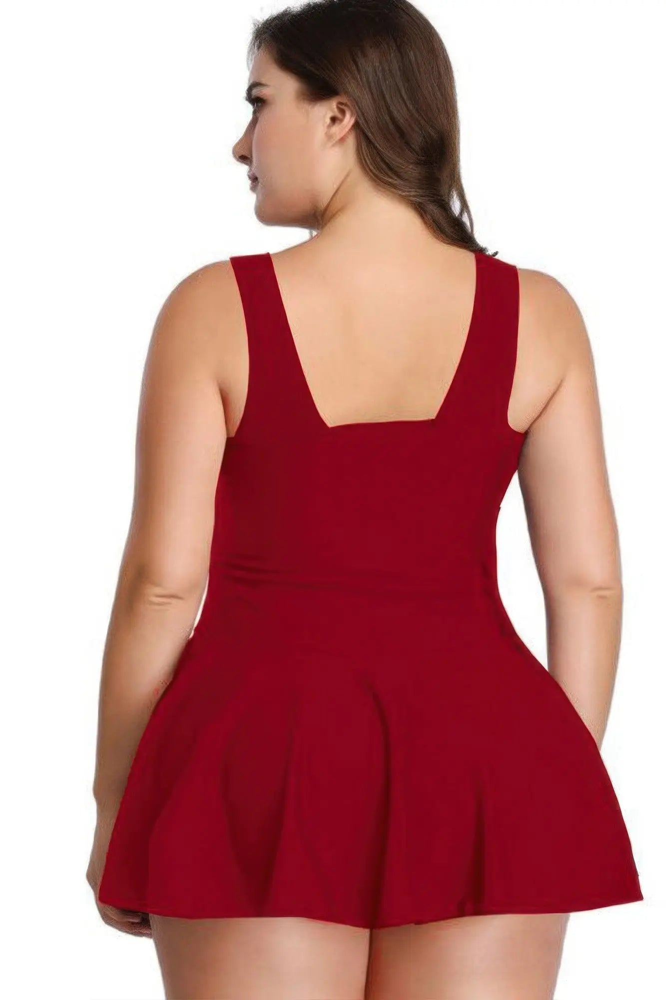 Plus Size Solid Ruffle V Neck Fit Swimsuits - Couture Envy