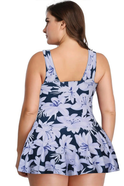 Plus Size Solid Ruffle V Neck Fit Swimsuits - Couture Envy