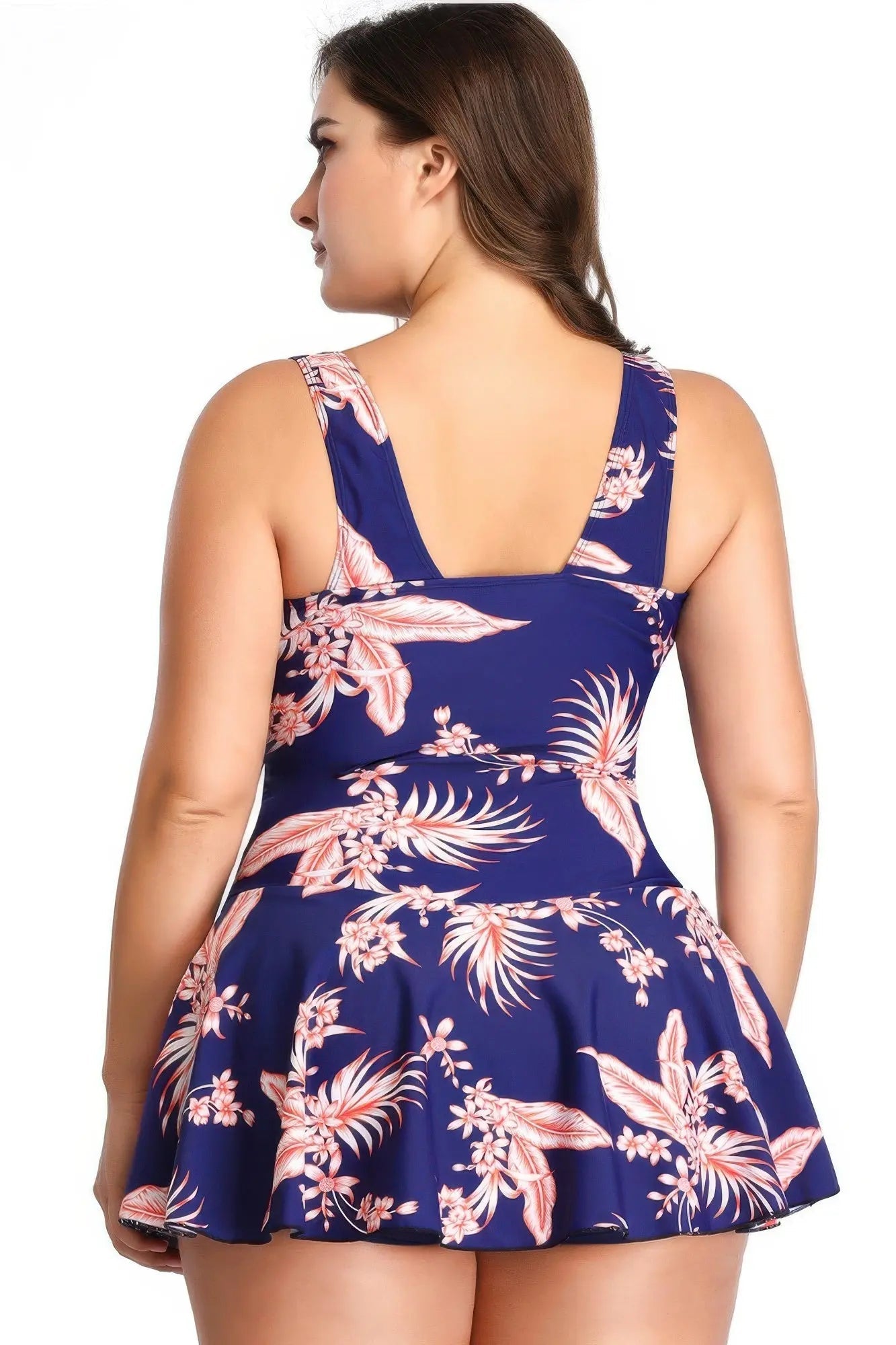 Plus Size Solid Ruffle V Neck Fit Swimsuits - Couture Envy