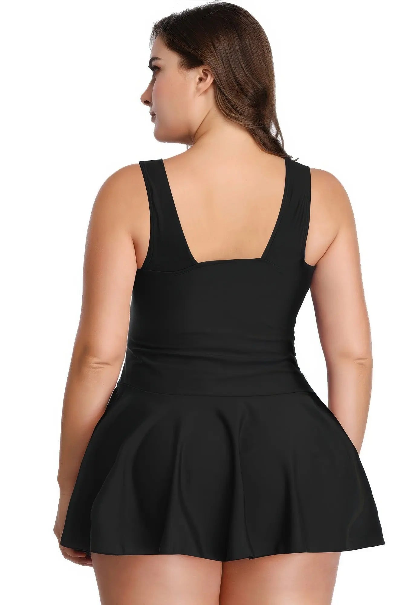 Plus Size Solid Ruffle V Neck Fit Swimsuits - Couture Envy