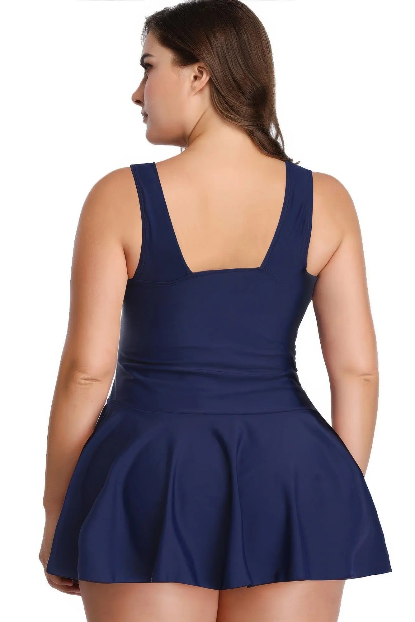 Plus Size Solid Ruffle V Neck Fit Swimsuits - Couture Envy