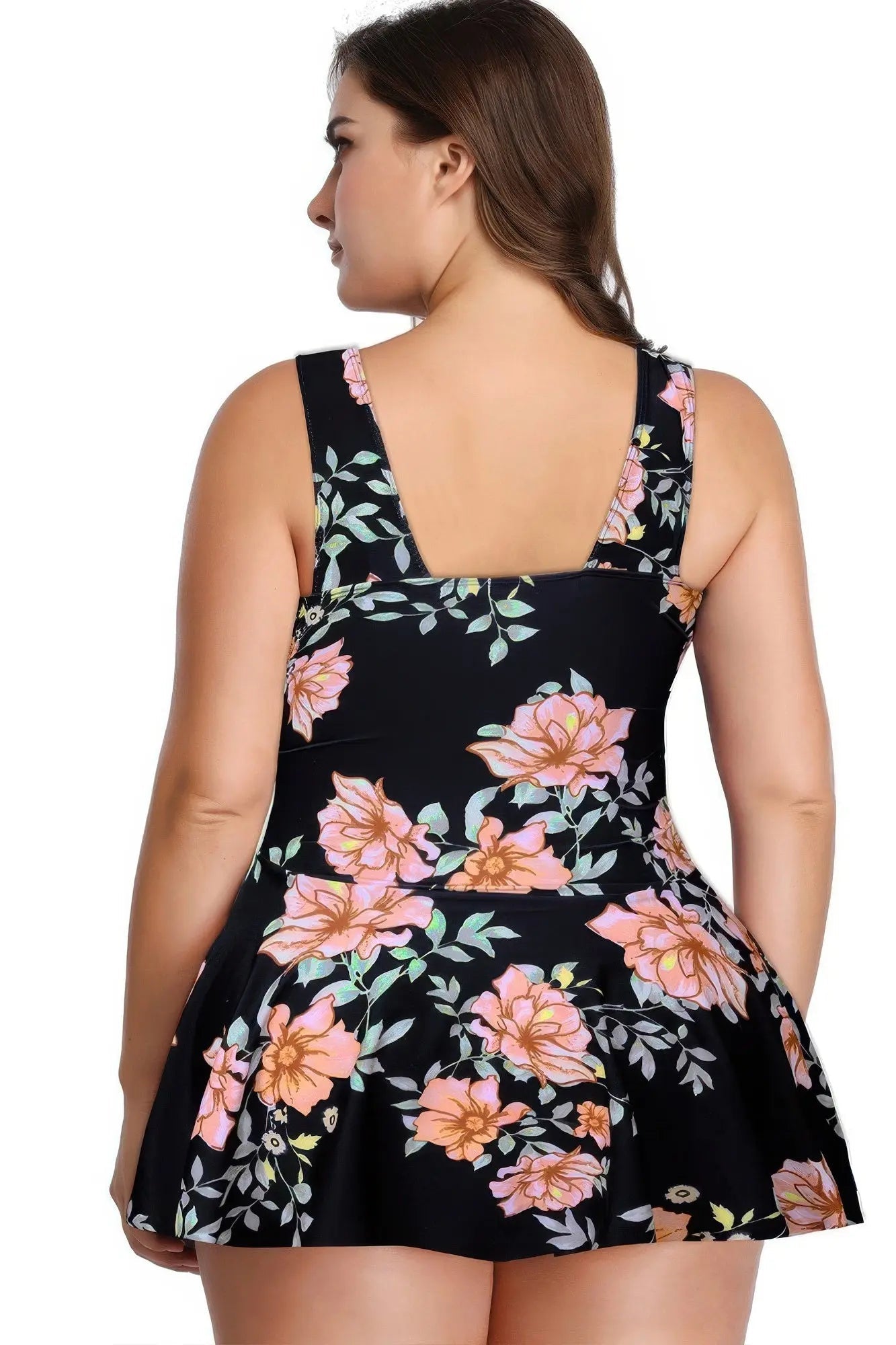 Plus Size Solid Ruffle V Neck Fit Swimsuits - Couture Envy