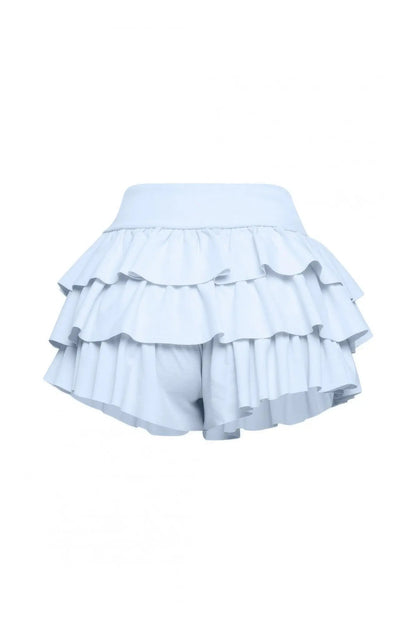 Plus Size Solid Ruffled Shorts - Couture Envy