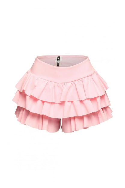 Plus Size Solid Ruffled Shorts - Couture Envy