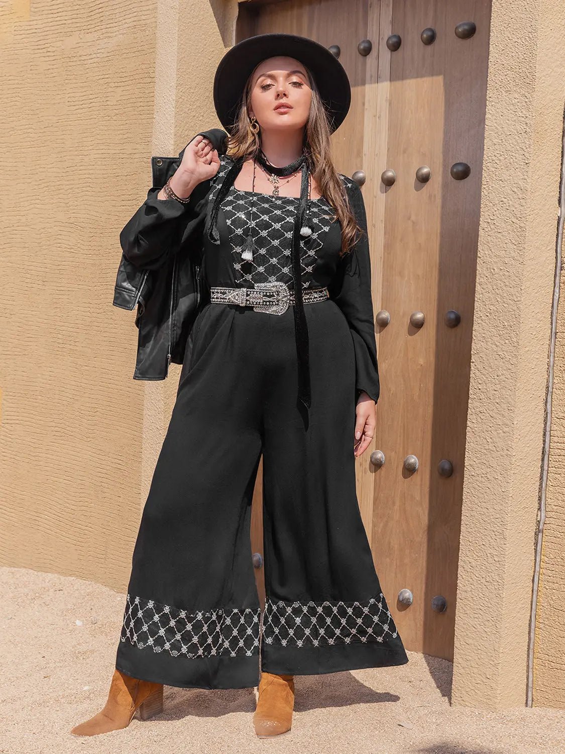 Plus Size Square Neck Jumpsuit - Couture Envy