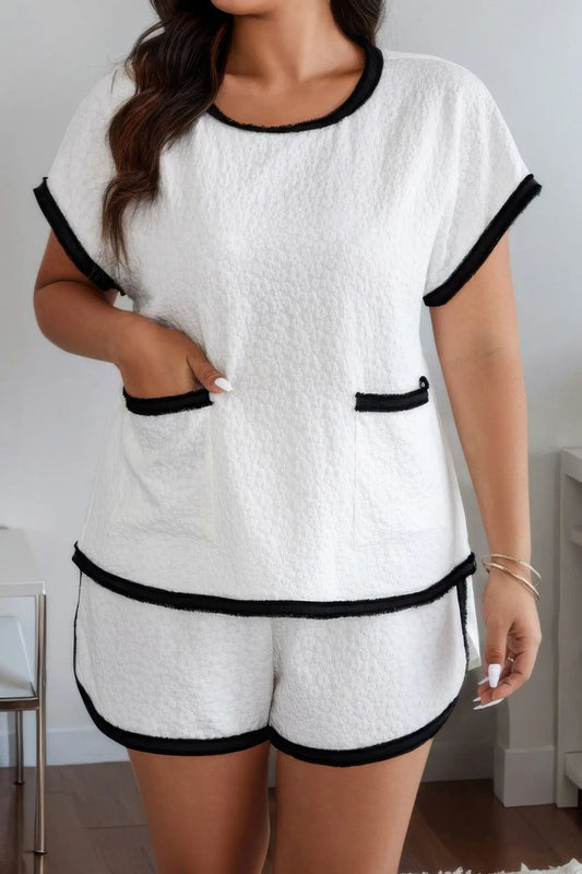 Plus Size Two Pieces Pocket Elastic Waist Sets - Couture Envy