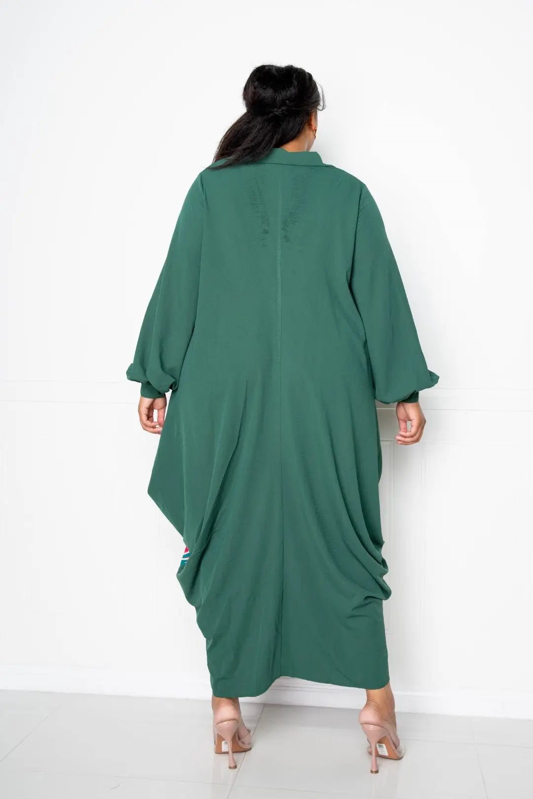 Print Drapy Shirt Maxi Dress - Couture Envy