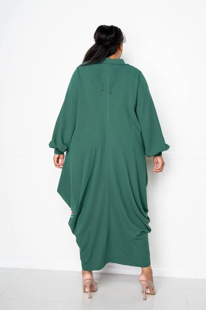 Print Drapy Shirt Maxi Dress - Couture Envy