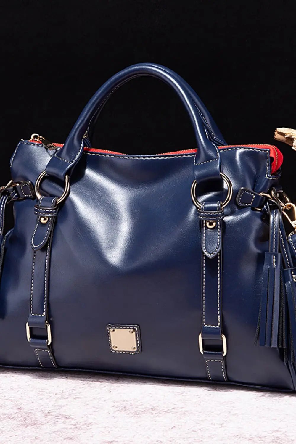 PU Leather Handbag with Tassels - Couture Envy