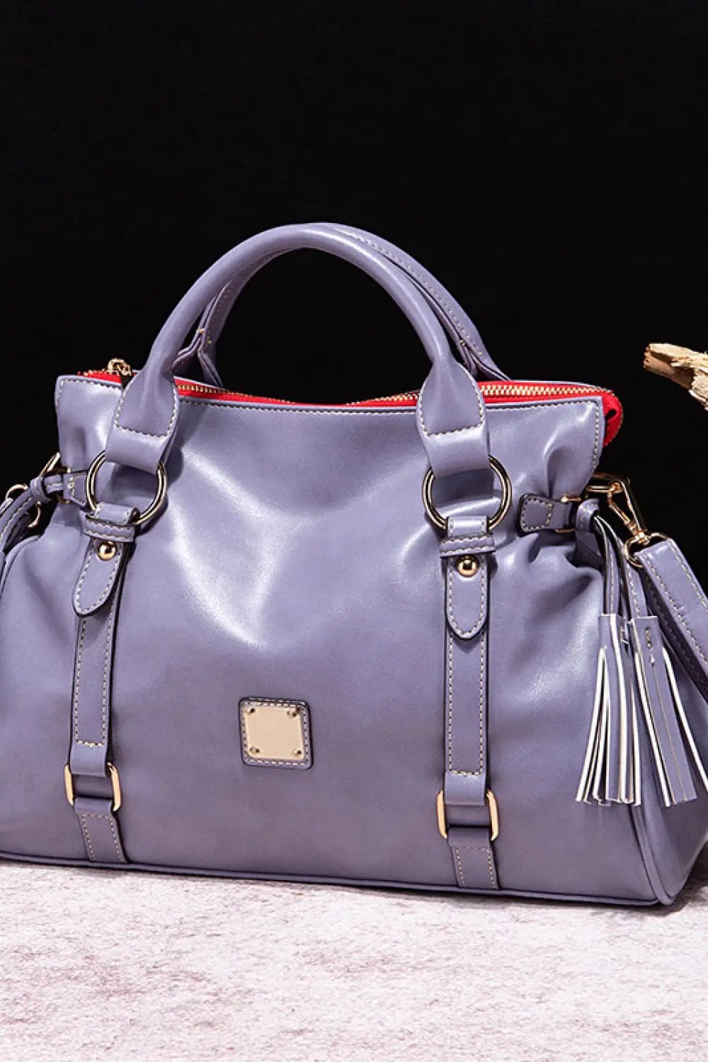 PU Leather Handbag with Tassels - Couture Envy