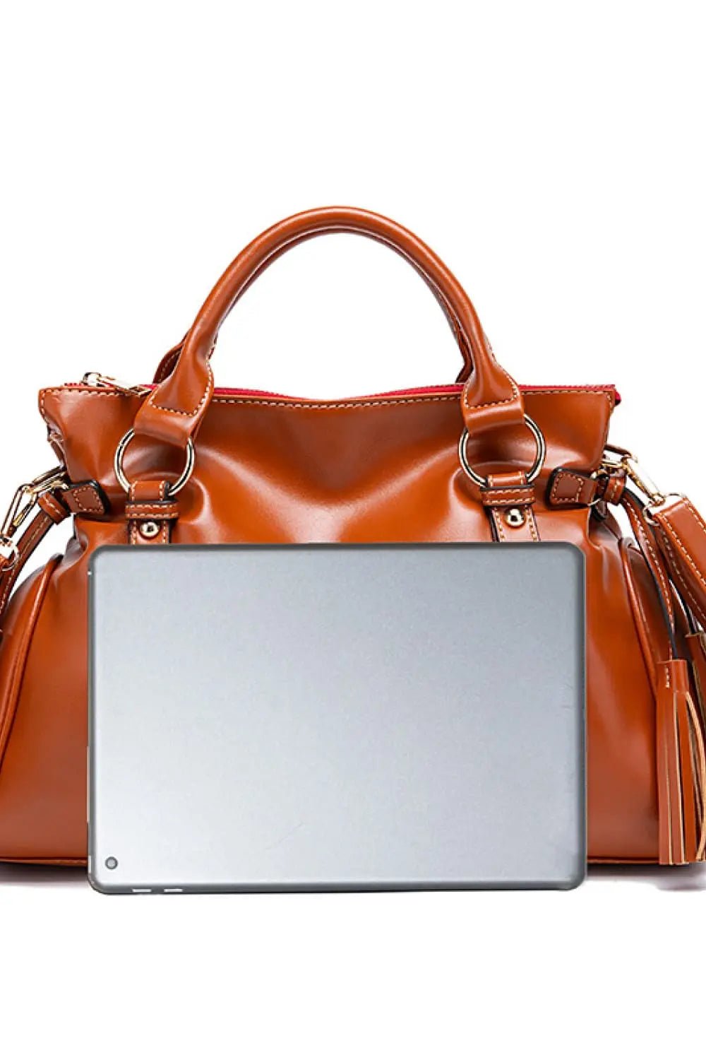 PU Leather Handbag with Tassels - Couture Envy