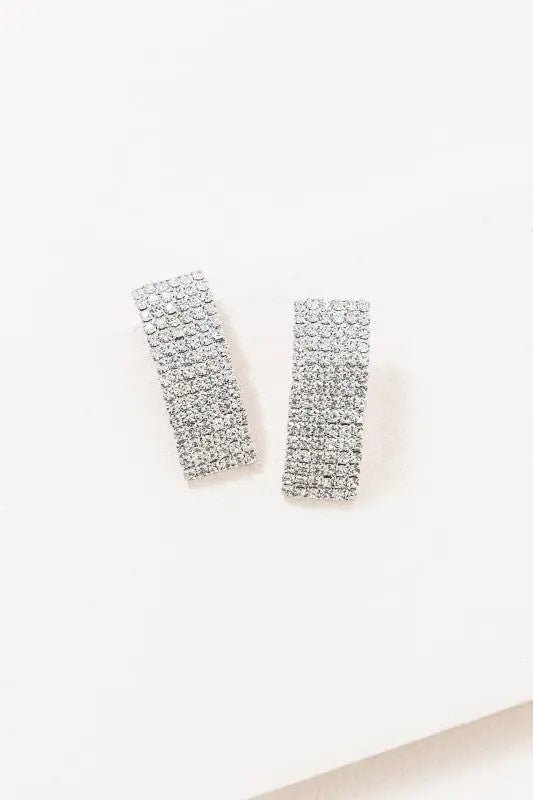 Rhinestone Curved Earrings - Couture Envy