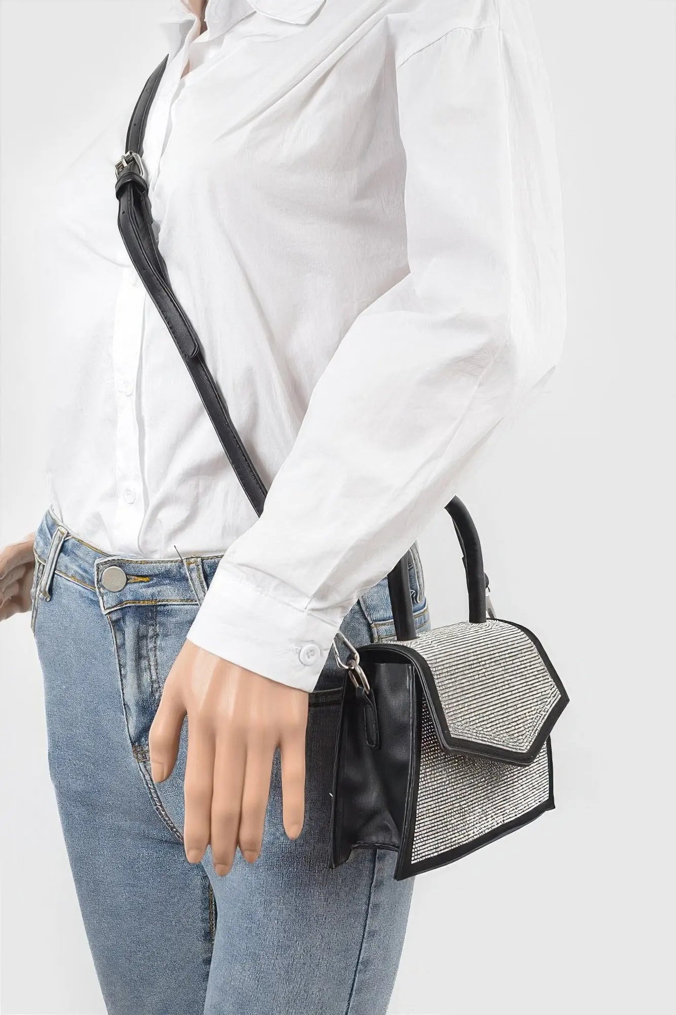 Rhinestone Top Handle Crossbody Bag - Couture Envy