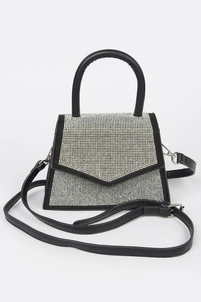 Rhinestone Top Handle Crossbody Bag - Couture Envy
