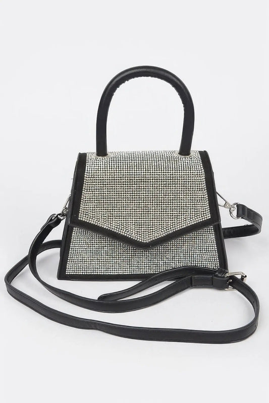 Rhinestone Top Handle Crossbody Bag - Couture Envy