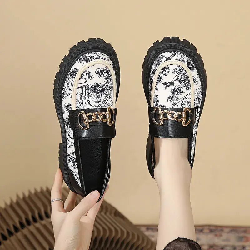 Round Toe Block Heels Loafers - Couture Envy