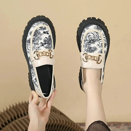 Round Toe Block Heels Loafers - Couture Envy