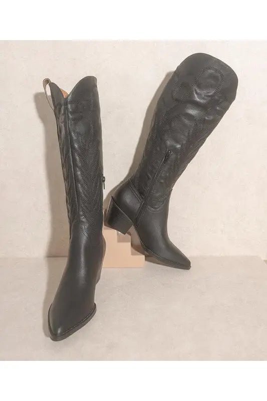 SAMARA - EMBROIDERY WESTERN KNEE HIGH BOOTS - Couture Envy