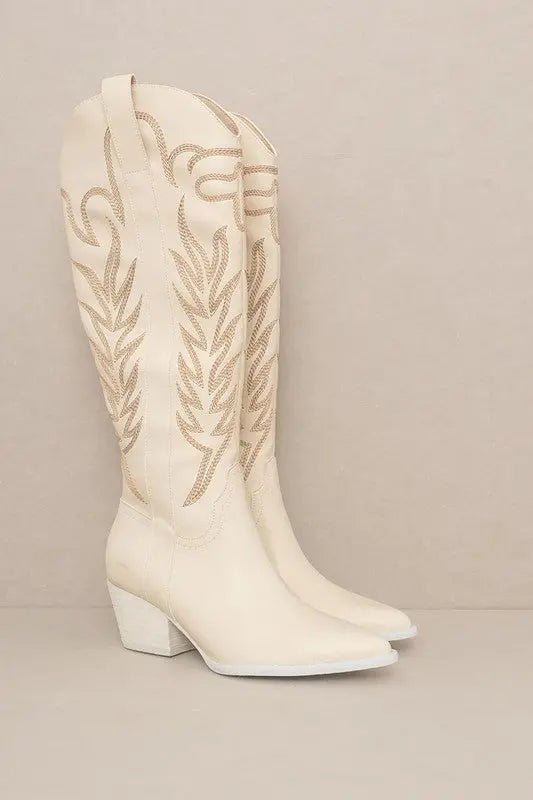 SAMARA - EMBROIDERY WESTERN KNEE HIGH BOOTS - Couture Envy