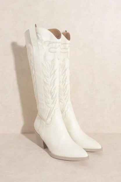 SAMARA - EMBROIDERY WESTERN KNEE HIGH BOOTS - Couture Envy