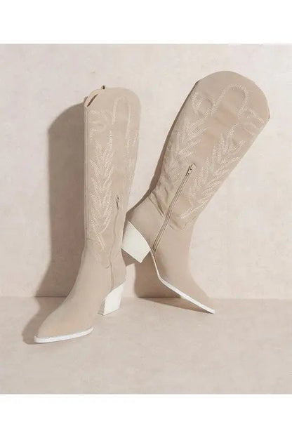 SAMARA - EMBROIDERY WESTERN KNEE HIGH BOOTS - Couture Envy