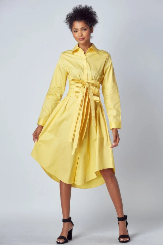 Shirt Dress With Tie Up Belt Detail - Couture Envy