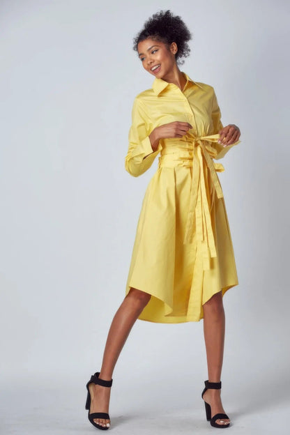 Shirt Dress With Tie Up Belt Detail - Couture Envy