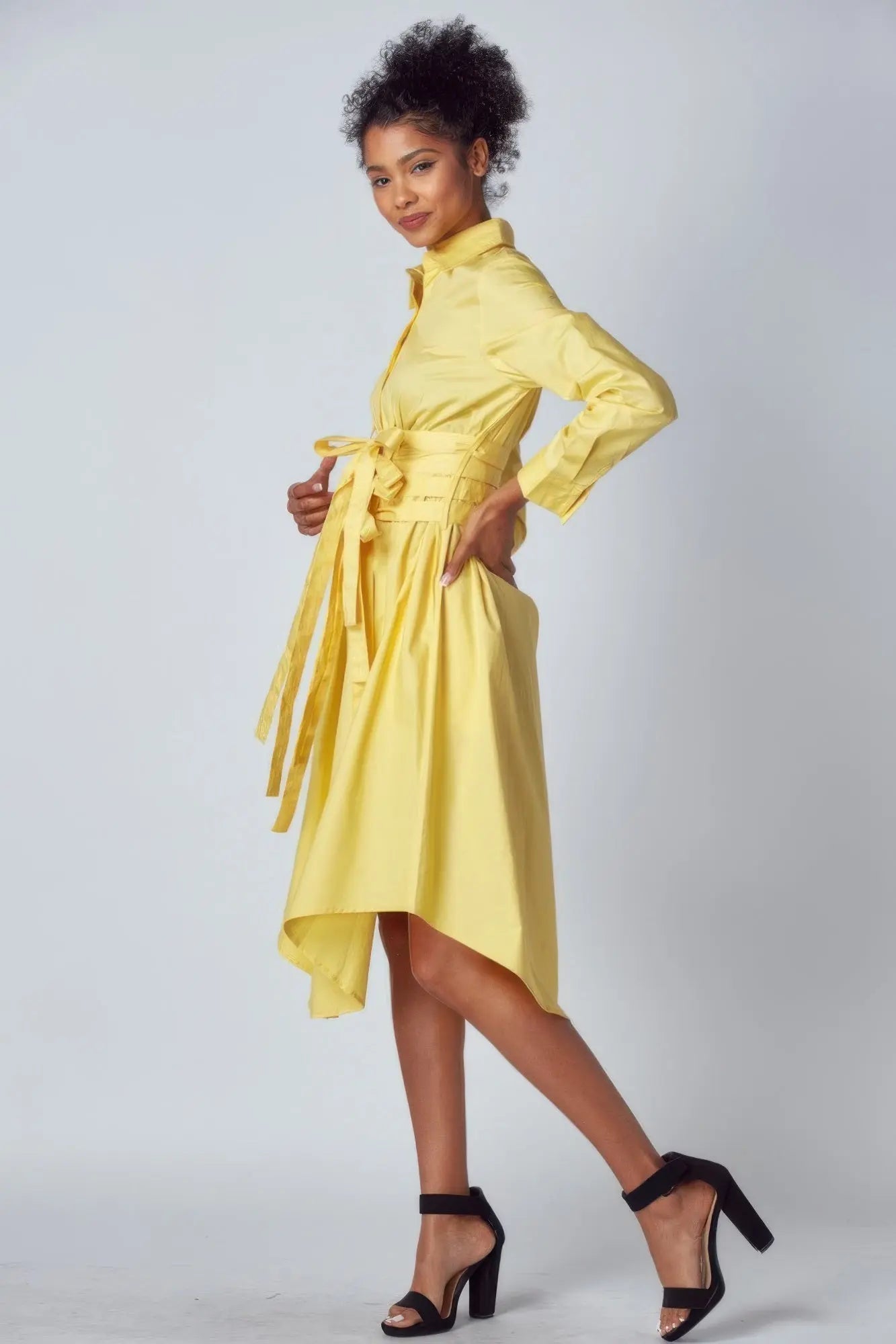 Shirt Dress With Tie Up Belt Detail - Couture Envy