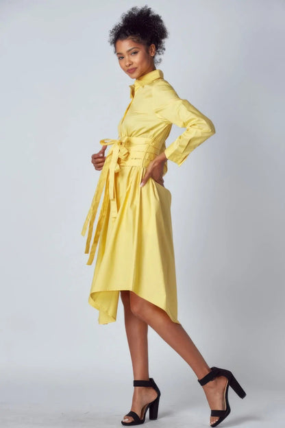 Shirt Dress With Tie Up Belt Detail - Couture Envy