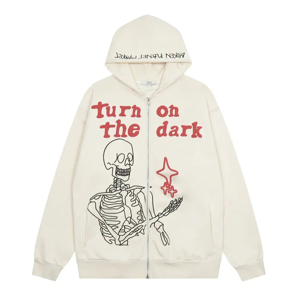 Skull Print Hooded Cardigan Sweater Man - Couture Envy