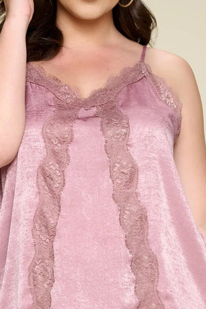 Solid Satin Sleeveless Cami Woven Tank Top - Couture Envy