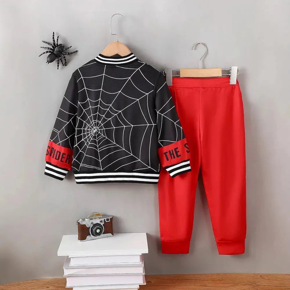 Spider Baseball Collar Top and Pants Set - Couture Envy