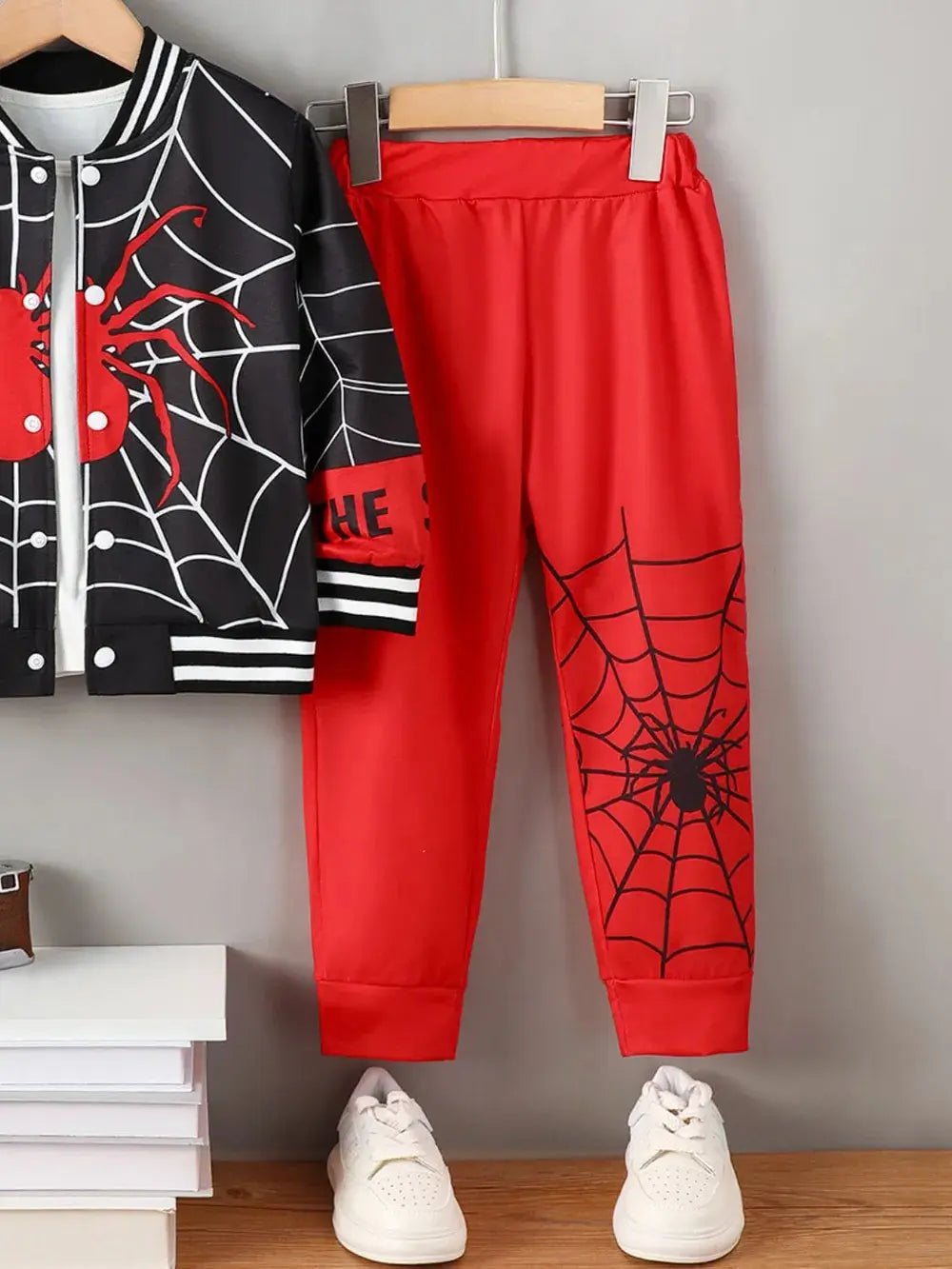 Spider Baseball Collar Top and Pants Set - Couture Envy