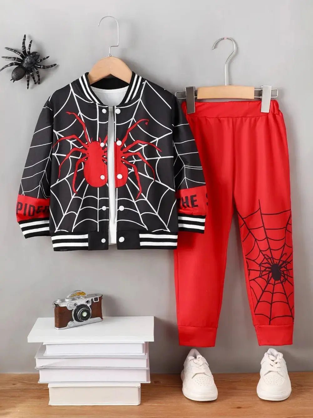 Spider Baseball Collar Top and Pants Set - Couture Envy