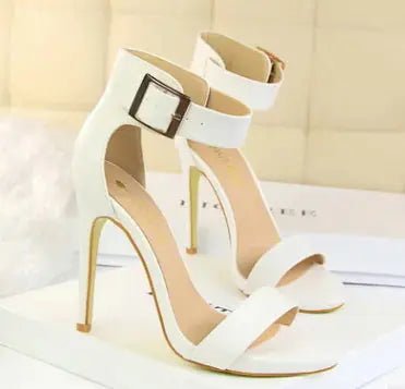 Stiletto Heels, Satin High Heels, Buckle Sandals - Couture Envy