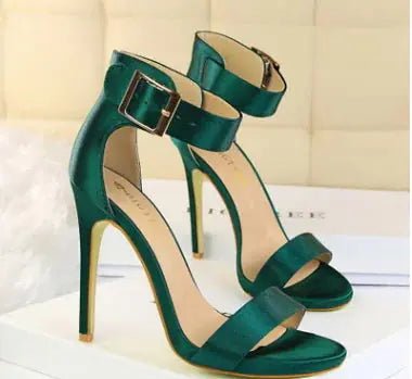 Stiletto Heels, Satin High Heels, Buckle Sandals - Couture Envy