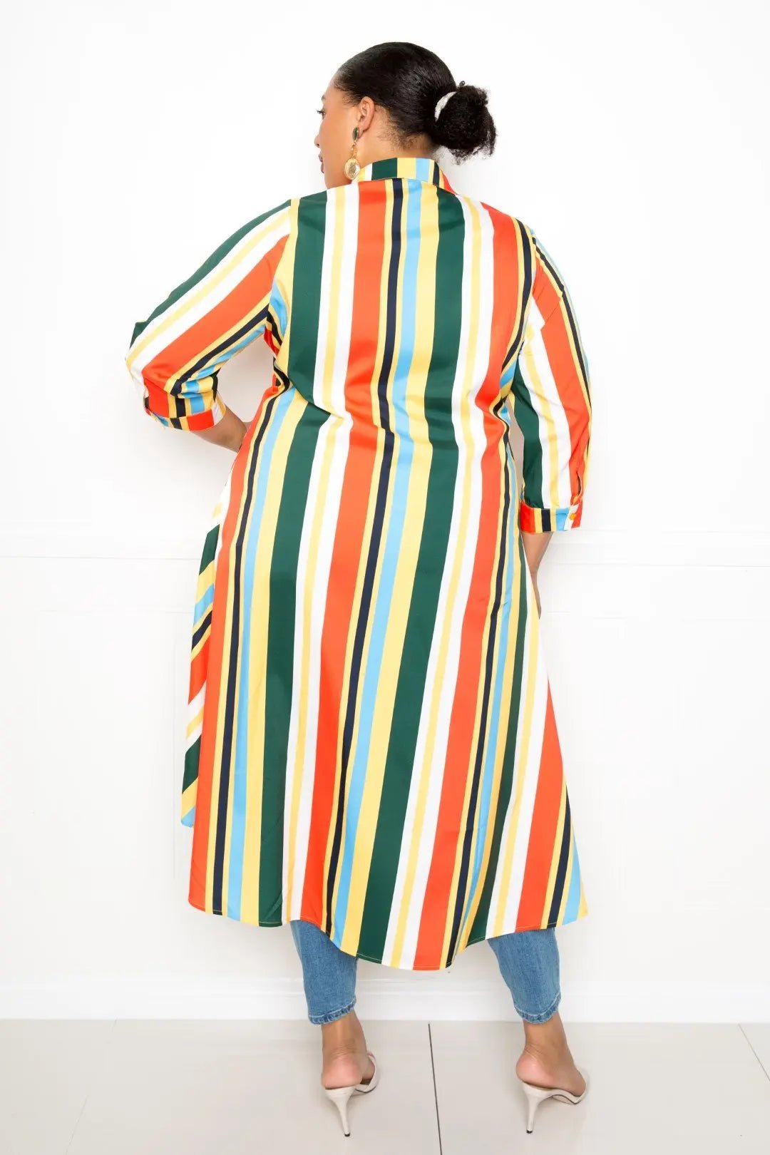 Striped Hi Low Shirt - Couture Envy